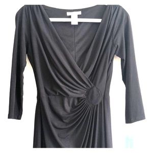 Black Mock Wrap Dress